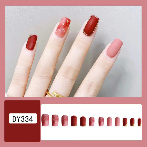 Multi Reddish Tone Medium Length 12 PCs Fake Nails Set - Red Multicolor - Shop N Save