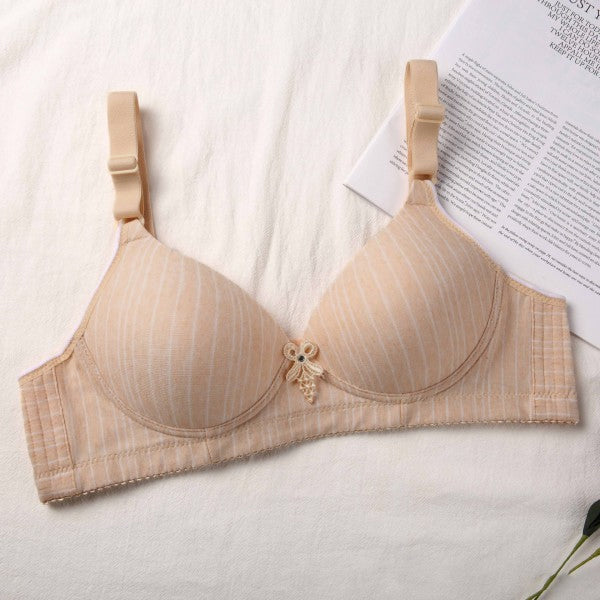 Padded Lace Patched Fancy Wear Women Bra - Light Pink