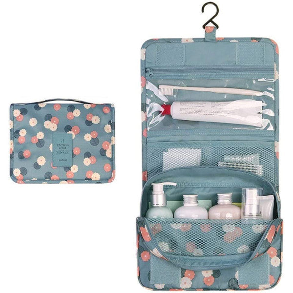 Floral Print Zipper Closure Traveler Bathroom Kit Mini Bag - Multi Color