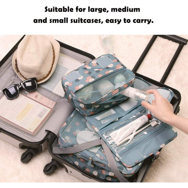 Floral Print Zipper Closure Traveler Bathroom Kit Mini Bag - Multi Color