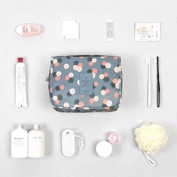 Floral Print Zipper Closure Traveler Bathroom Kit Mini Bag - Multi Color