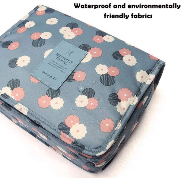 Floral Print Zipper Closure Traveler Bathroom Kit Mini Bag - Multi Color