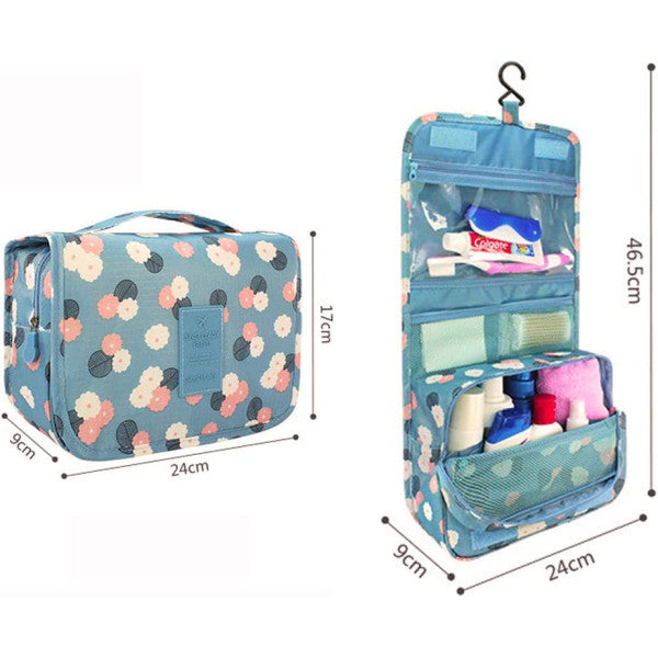 Floral Print Zipper Closure Traveler Bathroom Kit Mini Bag - Multi Color