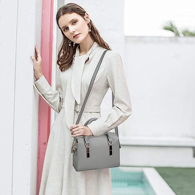 Floral Embroidered Design PU Leather Handbags - Gray - Shop N Save