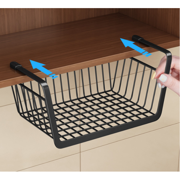Under Shelf Hanging Extended Storage Rack Basket - Black