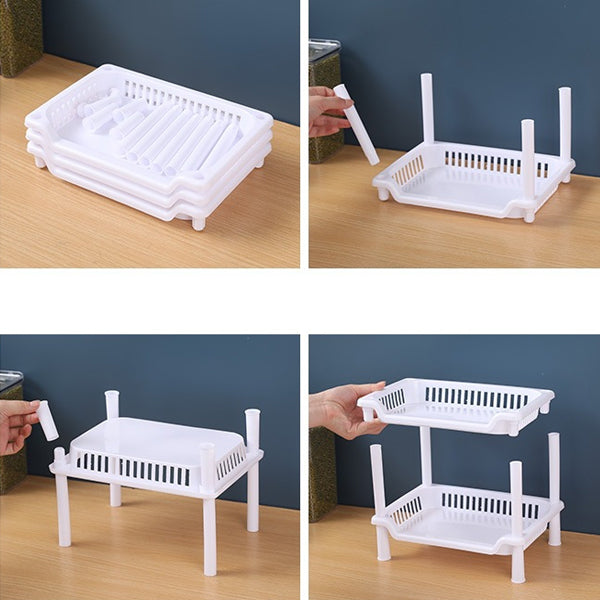 Three Tier Square Shape Storage Rack - White