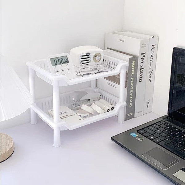 Three Tier Square Shape Storage Rack - White