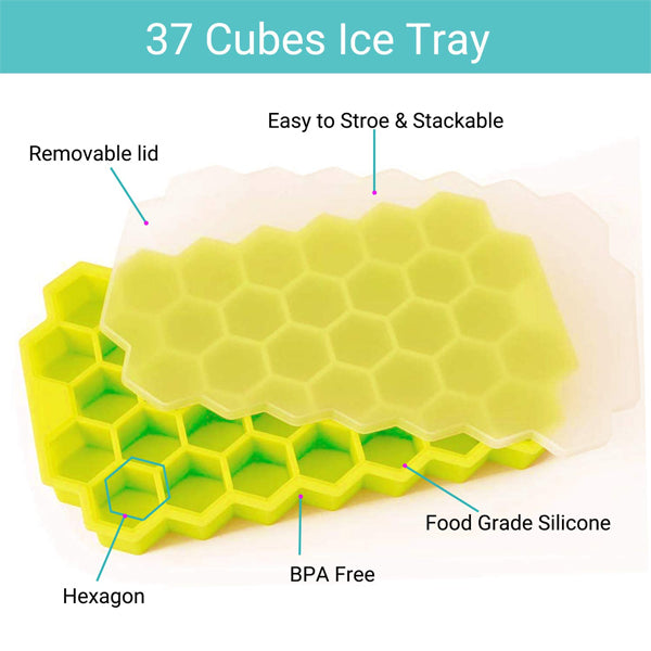 Silicon Flexible Easy Ice Cube Maker Mold With Lid - Blue - Shop N Save