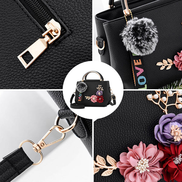 Flower Decoration Sweet Girl Small Shoulder Bag - Blue