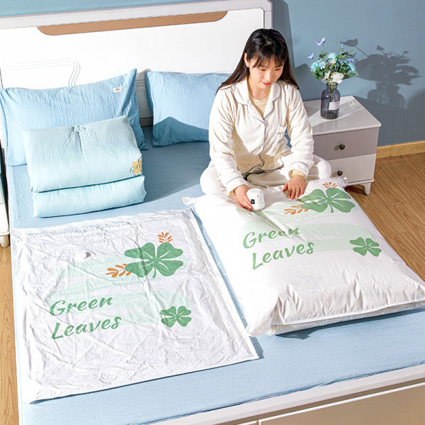 1 Piece Efficient Storage For Comforters Blankets Space Saver Bags Travelling Clothes Quilts Vacuum Compression Organizer Plastic Durable Storage Large Capacity Pumping Bag - 100x80cm