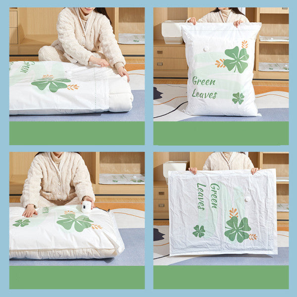 1 Piece Efficient Storage For Comforters Blankets Space Saver Bags Travelling Clothes Quilts Vacuum Compression Organizer Plastic Durable Storage Large Capacity Pumping Bag - 100x80cm