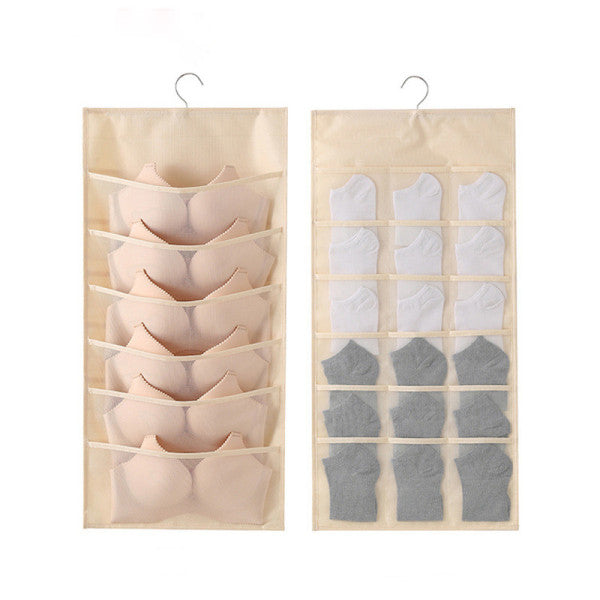 Multi Pockets Wardrobe Hanging Storage Fabric Rack - Pink