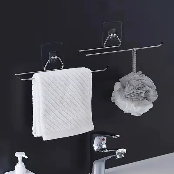 2 Pcs Stainless Steel Multipurpose Towel Storage Hanger - Silver