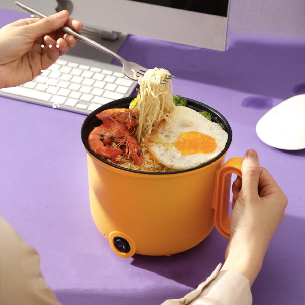 Food Cooking Pot With Lid Noodles Egg Boiler Multifunctional Hotpot Direct Power Mini Cooker - 1.5L - Yellow