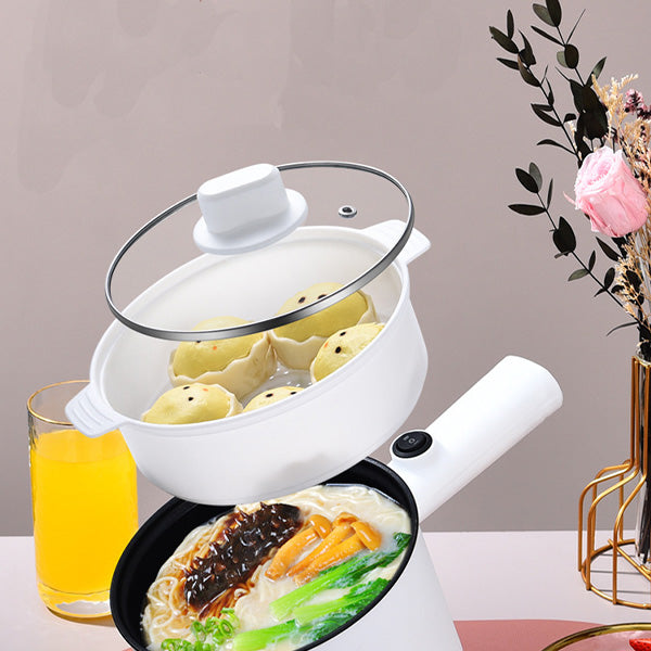 2 Layer Portable Non-Stick Electric Hotpot Multifunctional Cooker For Noodles Egg Steamer With Handle 1.5 L - Shop N Save