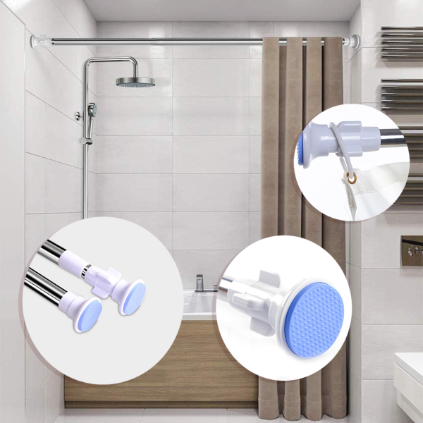 Extendable Telescoping Heavy Duty Adjustable Shower Curtain Multipurpose Rod - 110-200 Cm