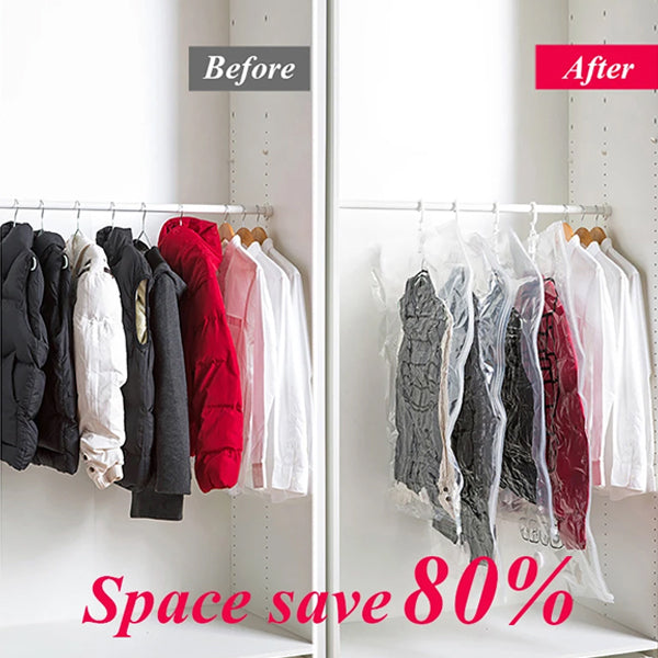 1 Piece Vacuum Seal Foldable Space Saver Garment Clothes Compression Organizer Storage Bags With Hanger - 67 X 110cm