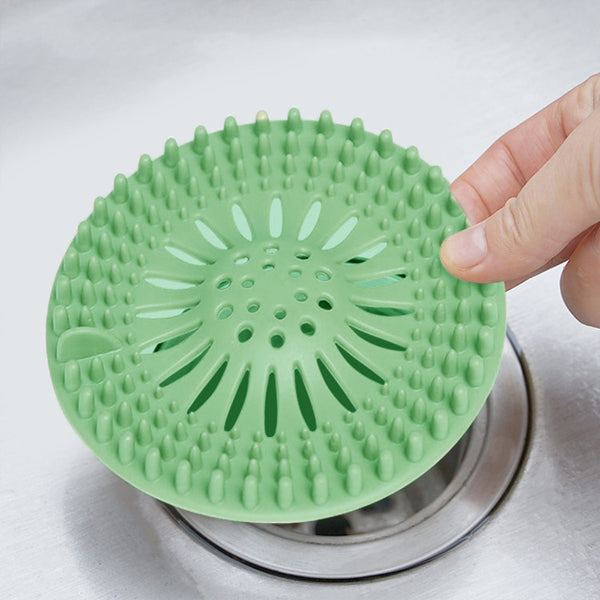 Kitchen Bathroom Sink Drain Filter Shower Strainer Hair Catcher Silicone Durable Bathtub Universal Cover Stopper - Green - Shop N Save