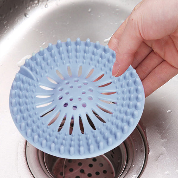 Kitchen Bathroom Sink Drain Filter Shower Strainer Hair Catcher Silicone Durable Bathtub Universal Cover Stopper - Blue - Shop N Save