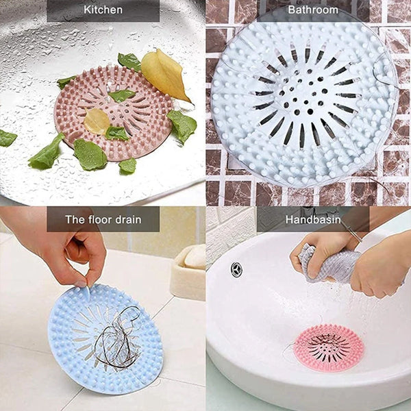 Kitchen Bathroom Sink Drain Filter Shower Strainer Hair Catcher Silicone Durable Bathtub Universal Cover Stopper - Blue - Shop N Save