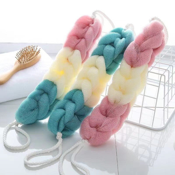 Long Size Bath Strip Rub Back Bath Flower Ball Bathroom Bathing Scrubber Cleaning Body Washing Cleaner Cleansing Hanging Wash Exfoliator - Blue