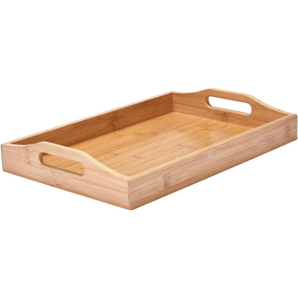 Wooden High-Quality Bamboo Material Serving Tray Double Handles Hard Wood Food Tray