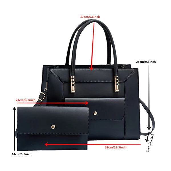 Premium PU Leather Zipper Closure Two Pieces Bag Set - Apricot - Shop N Save