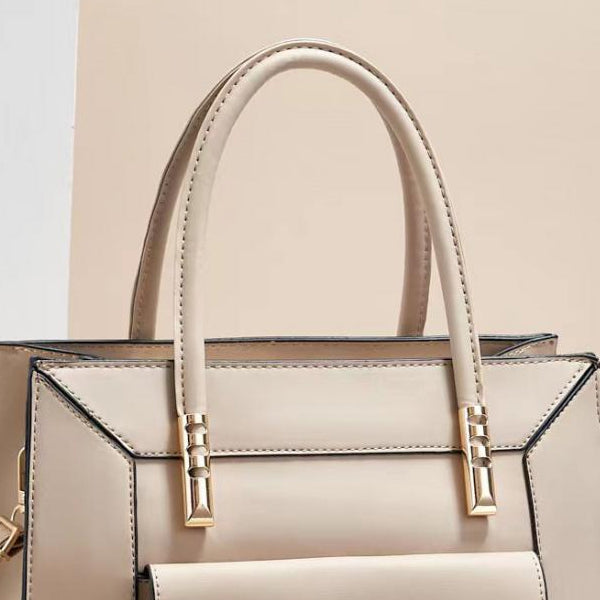 Premium PU Leather Zipper Closure Two Pieces Bag Set - Apricot - Shop N Save