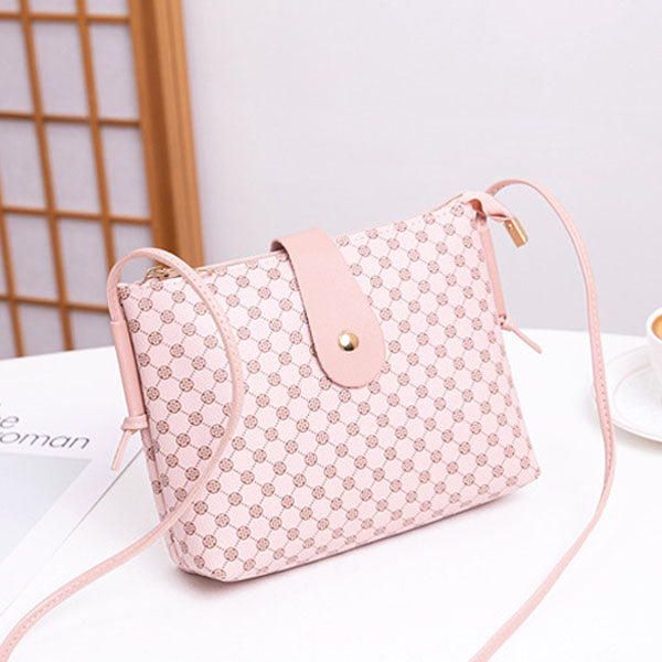 Button Closure Printed Premium Quality Women Shoulder Bag - Pink