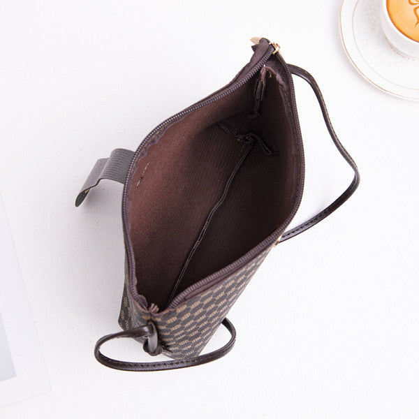 Button Closure Printed Premium Quality Women Shoulder Bag - Coffee