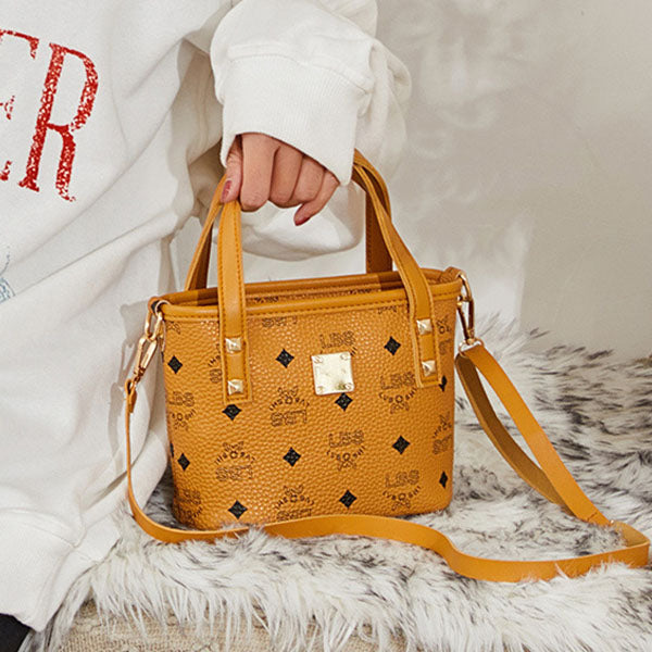 Synthetic Leather Zipper Closure Letter Printed Shoulder Strap Premium Quality Mini Handbags - Red