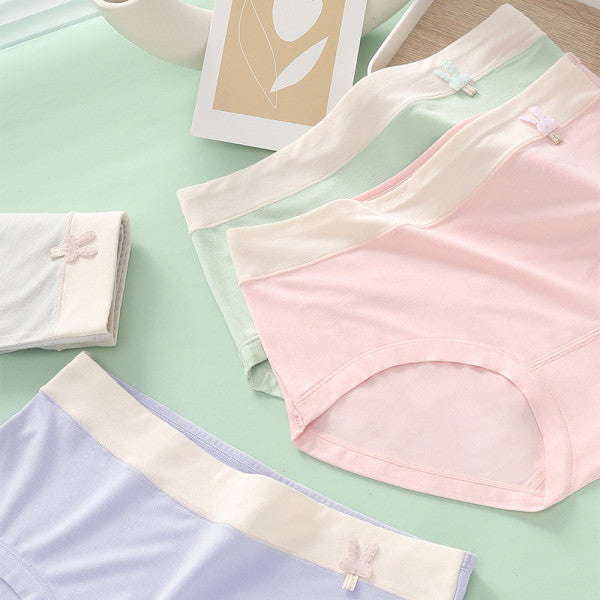 Elastic Waist Bow Patched Summer Thin Soft Fabric Women Underwear - Light Pink