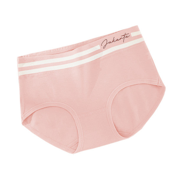 Stripe Patched Summer Thin Fabric Girls Wear Elastic Panty  - Pink