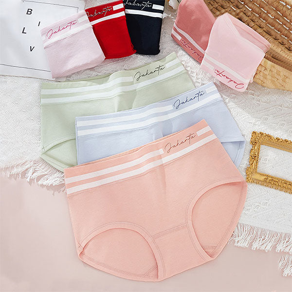 Stripe Patched Summer Thin Fabric Girls Wear Elastic Panty  - Peach Pink