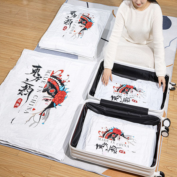 Cartoon Print Vacuum Compression Large Thick Coat Vacuum Storage Bags - 50 x 70cm - White