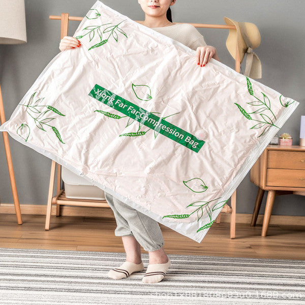 Vacuum Compression Large Thick Coat Household Quilt Bedding Multipurpose Space Saving Storage Bags - 60 x 80cm - White Green