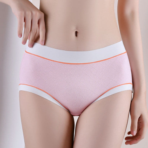 High Waist Women Underwear French Cut Panties Undergarments Breathable Soft Fabric Girls Lingerie - Light Pink - Shop N Save