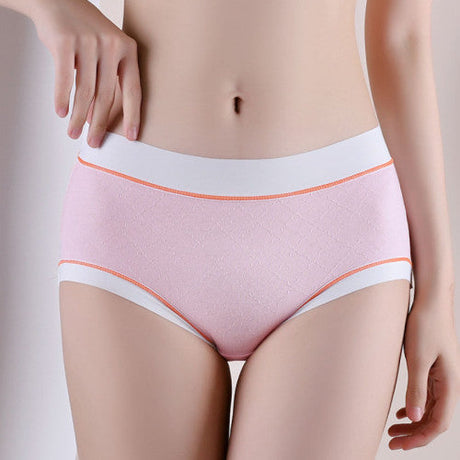 High Waist Women Underwear French Cut Panties Undergarments Breathable Soft Fabric Girls Lingerie - Light Pink - Shop N Save