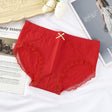Romantic Lace French Cut Panties Slim Fit Elastic High Waist Underwear for Women - Red - Shop N Save