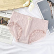 Romantic Lace French Cut Panties Slim Fit Elastic High Waist Underwear for Women - Light Pink - Shop N Save