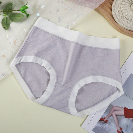 High Elastic Waist Embossed Pattern Women Underwear Undergarments French Cut Panties Girls Lingerie Inner Wear - Light Purple - Shop N Save