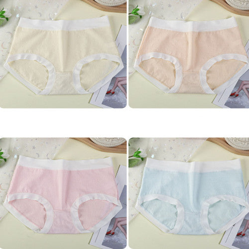 High Elastic Waist Embossed Pattern Women Underwear Undergarments French Cut Panties Girls Lingerie Inner Wear - Pink - Shop N Save