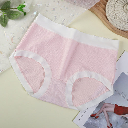 High Elastic Waist Embossed Pattern Women Underwear Undergarments French Cut Panties Girls Lingerie Inner Wear - Pink - Shop N Save