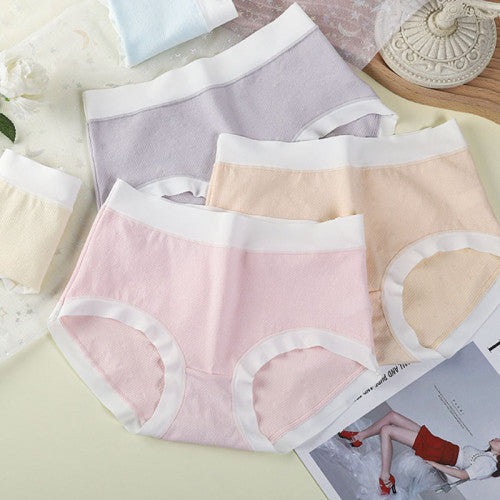 High Elastic Waist Embossed Pattern Women Underwear Undergarments French Cut Panties Girls Lingerie Inner Wear - Light Purple - Shop N Save