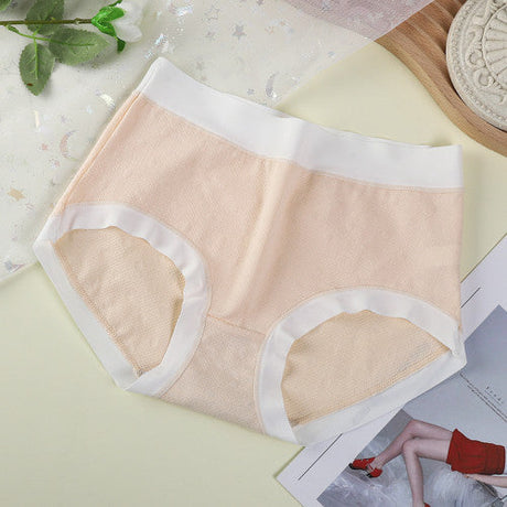 High Elastic Waist Embossed Pattern Women Underwear Undergarments French Cut Panties Girls Lingerie Inner Wear - Apricot - Shop N Save