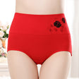 High Elastic Waist Floral Print Girls Panty Brief Women Undergarments Soft Fabric Underwear - Red - Shop N Save