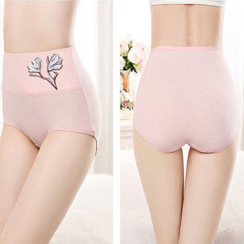 High Elastic Waist Underwear Briefs Women Undergarments Comfortable Summer Wear Panty - Pink - Shop N Save