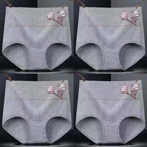 High Elastic Waist Underwear Briefs Women Undergarments Comfortable Summer Wear Panty - Gray - Shop N Save