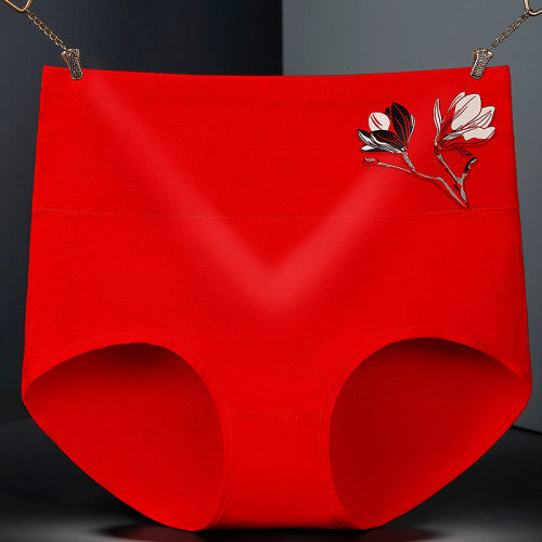 High Elastic Waist Underwear Briefs Women Undergarments Comfortable Summer Wear Panty - Red - Shop N Save