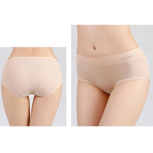 French Cut Elastic Waist Stylish Underwear Plain Color Mini Panty Women Undergarments - Skin - Shop N Save